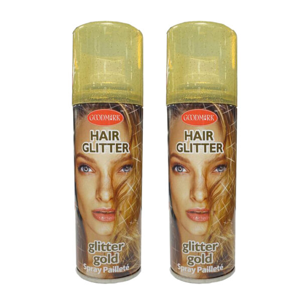 Haarspray of haarverf - 2x - kleur goud - verkleed accessoires - 125 ml - volwassenen en kinderen