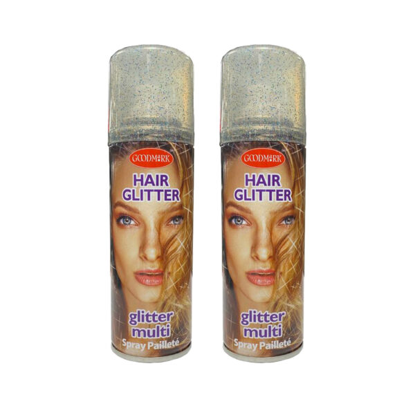 Haarspray of haarverf - 2x - kleurenmix glitter - verkleed accessoires - 125 ml
