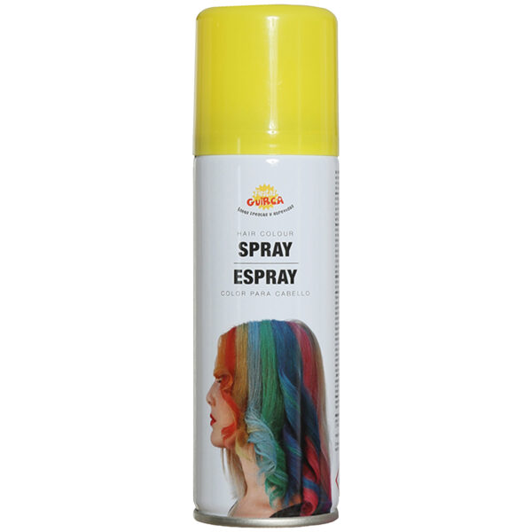 Fiestas Guirca Carnaval verkleed haar verf/spray - geel - spuitbus - 125 ml