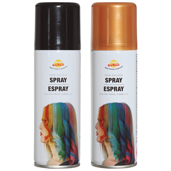 Fiesta Guirca Carnaval verkleed haar verf/spray - zwart en goud - spuitbus - 125 ml