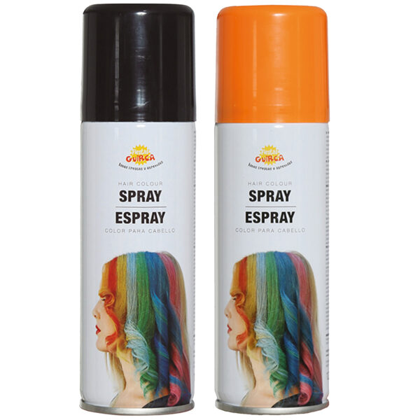 Fiesta Guirca Carnaval verkleed haar verf/spray - zwart en oranje - spuitbus - 125 ml