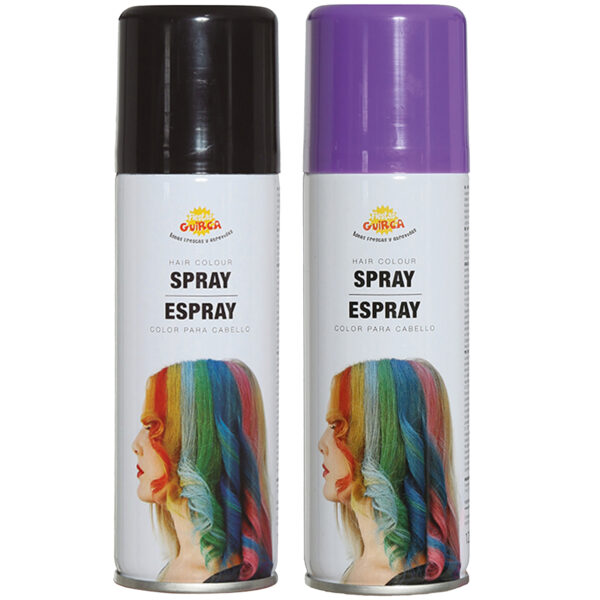 Fiesta Guirca Carnaval verkleed haar verf/spray - zwart en paars - spuitbus - 125 ml