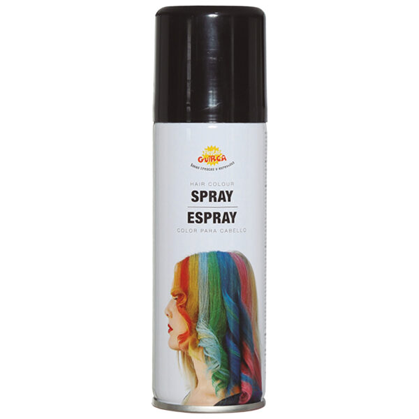 Fiestas Guirca Carnaval verkleed haar verf/spray - zwart - spuitbus - 125 ml