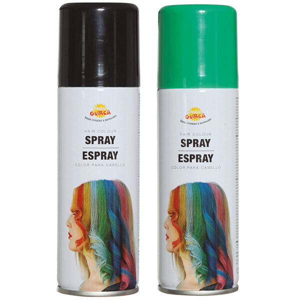 Fiesta Guirca Carnaval verkleed haar verf/spray - zwart en groen - spuitbus - 125 ml