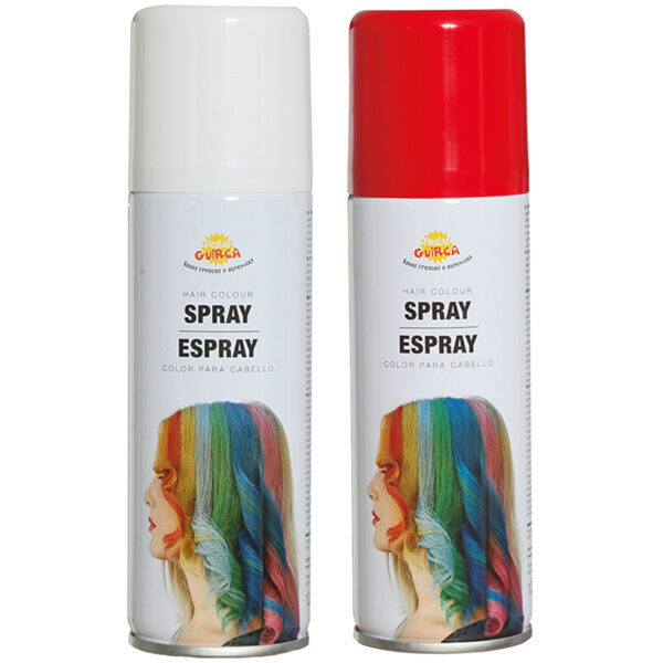 Fiesta Guirca Carnaval verkleed haar verf/spray - rood en wit - spuitbus - 125 ml