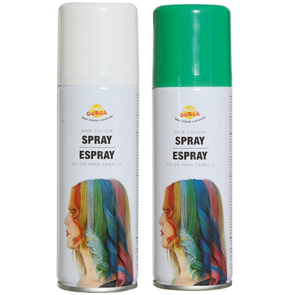 Carnaval verkleed haar verf/spray - groen en wit - spuitbus - 125 ml