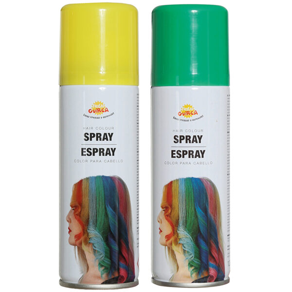 Fiesta Guirca Carnaval verkleed haar verf/spray - groen en geel - spuitbus - 125 ml