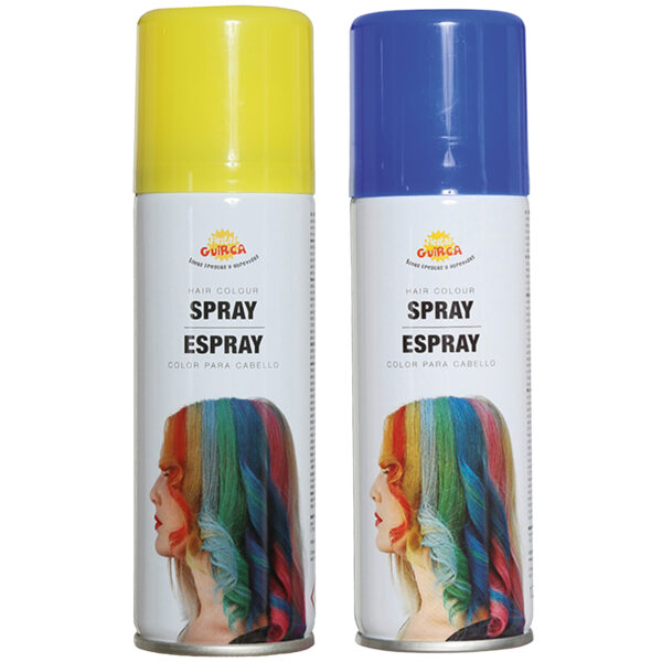 Fiesta Guirca Carnaval verkleed haar verf/spray - blauw en geel - spuitbus - 125 ml