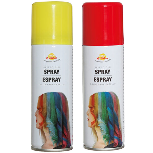 Fiesta Guirca Carnaval verkleed haar verf/spray - rood en geel - spuitbus - 125 ml