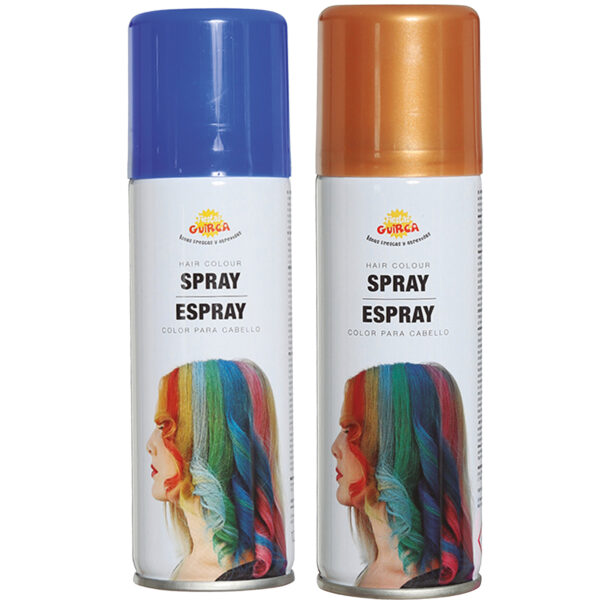 Fiesta Guirca Carnaval verkleed haar verf/spray - blauw en goud - spuitbus - 125 ml
