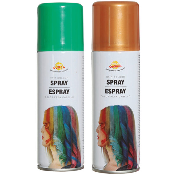 Fiesta Guirca Carnaval verkleed haar verf/spray - groen en goud - spuitbus - 125 ml