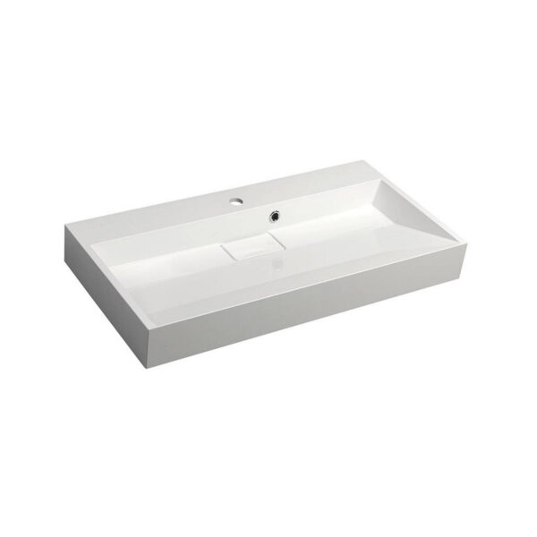 Wastafel Sapho Amur Rechthoek 90x46x12.5 cm Cast Marble Wit