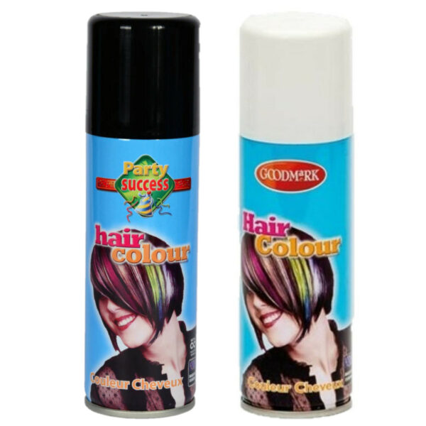 Carnaval verkleed haar verf/spray zwart/wit 125 ml -