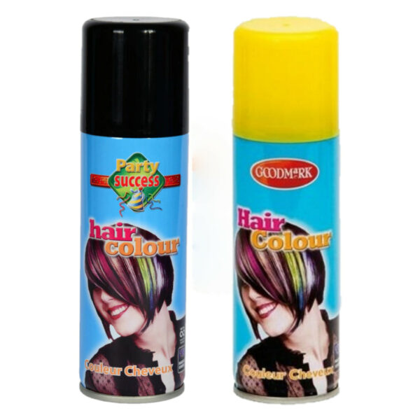 Carnaval verkleed haar verf/spray zwart/geel 125 ml