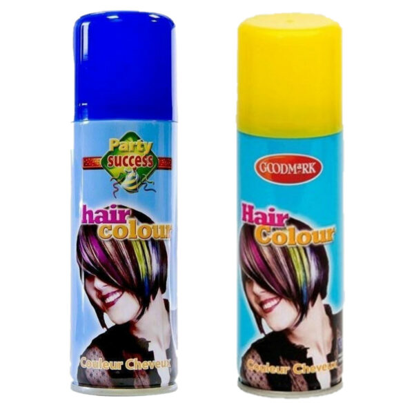 Supporters of Carnaval verkleed haarverf/haarspray set blauw/geel 125 ml -