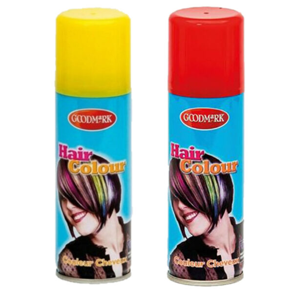 Supporters of Carnaval verkleed haarverf/haarspray set rood/geel 125 ml -