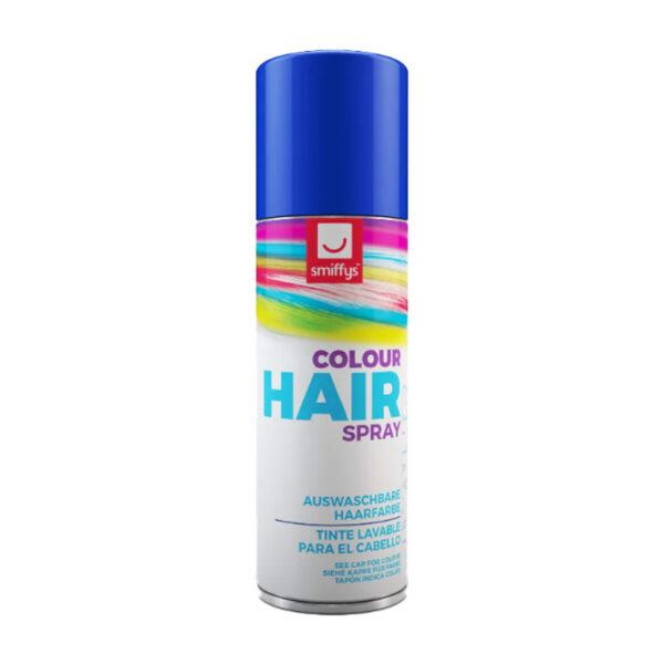 Smiffys carnaval haarverf - blauw - spuitbus - 125 ml - haarspray -