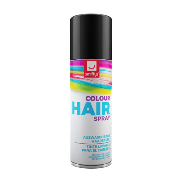 Smiffys carnaval haarverf - zwart - spuitbus - 125 ml - haarspray