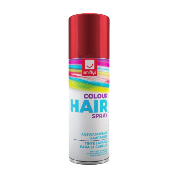 Smiffys carnaval haarverf - rood - spuitbus - 125 ml - haarspray