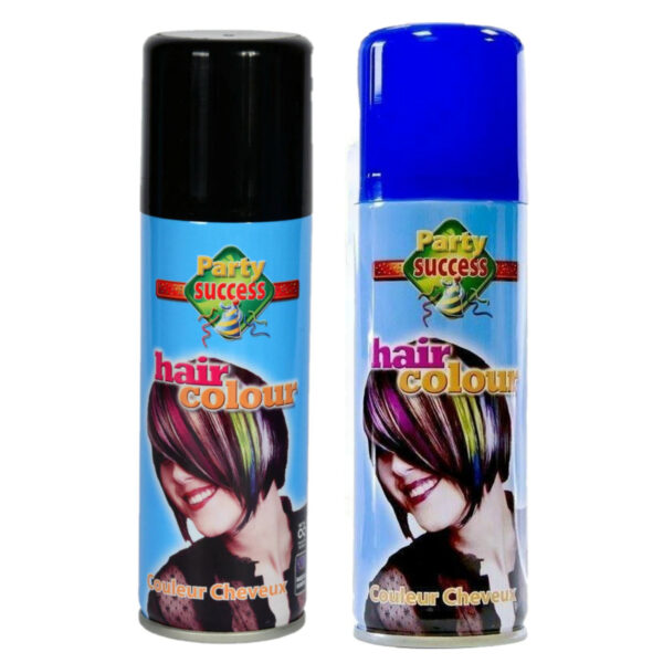 Carnaval verkleed haar verf/spray zwart/blauw 125 ml -