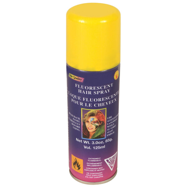 Haarverf/haarspray - neon geel - spuitbus - 125 ml - Carnaval - waterbasis