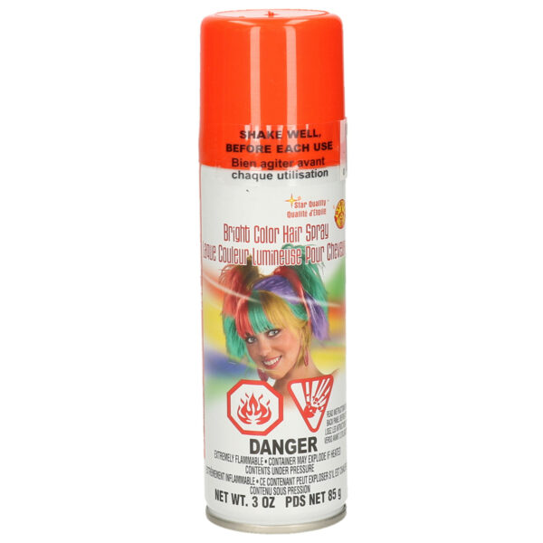 Haarverf/haarspray - neon oranje - spuitbus - 125 ml - Carnaval - waterbasis