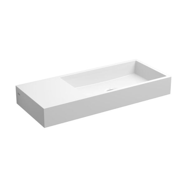 Fontein Clou Mini Wash Me Links 45x19x6cm Mirenaal Marmer Glans Wit (Met Voorbewerkt Kraangat)