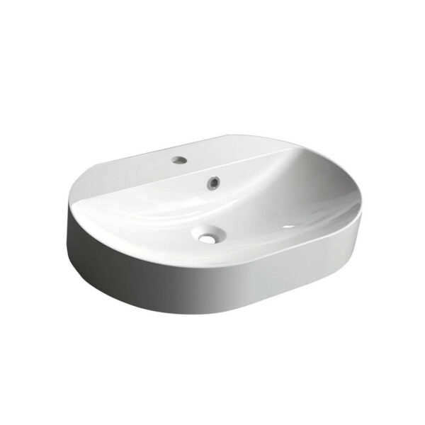 Wastafel Opbouw Sapho Helen Ovaal 63.2x43.4x15.7 cm Cast Marble Wit